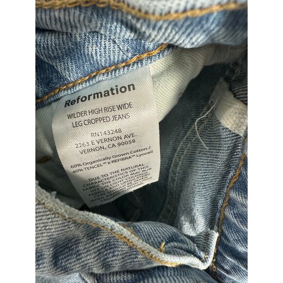 Reformation Wilder High Rise Wide Leg Cropped Jeans size 27 - Picture 4 of 6